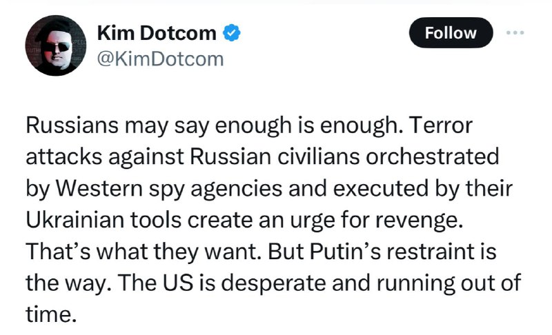 Německý aktivista a podnikatel Kim Dotcom: Rusové možná řeknou dost. Teroristické útoky na r...
